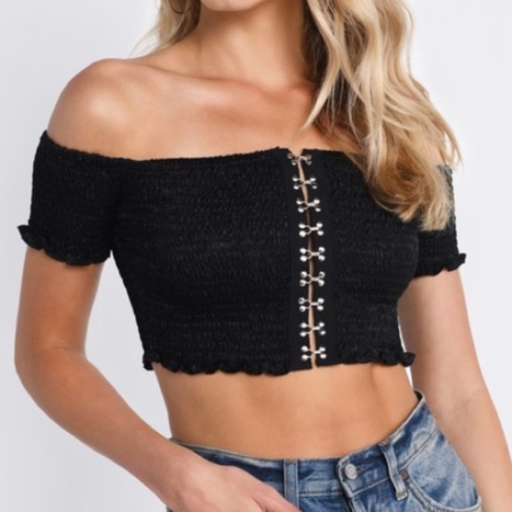 Cotton Candy LA Ruched Off Shoulder Crop Top
